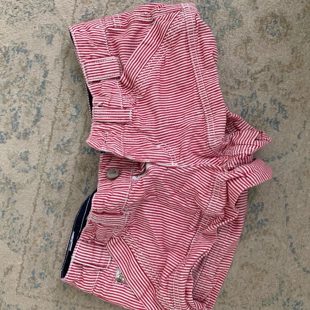 Delia’s red and white striped shorts